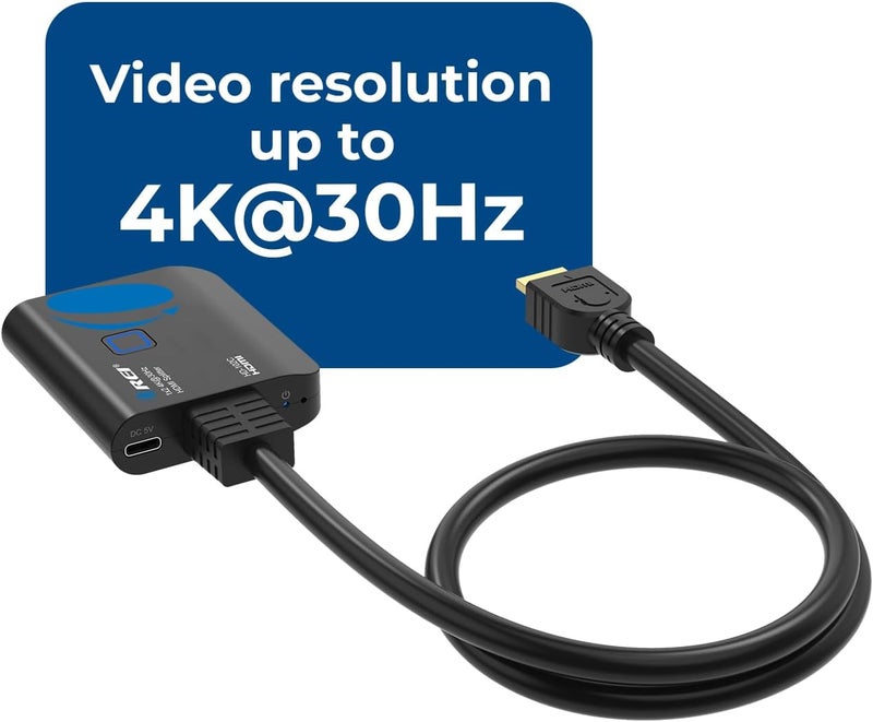 OREI 4K HDMI Splitter 1 in 2 Out - 1X2 HDMI Splitter for Dual Monitors Ultra HD 4K@30Hz with [ 2ft HDMI Cable ], 3D & 1080P Support for Xbox, PS4, Blu-ray, HDT, Will not Extend Display Screen - Image 2